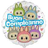 Palloncino in Foil 18" Buon Compleanno Celeste "Angry Bunny Family"