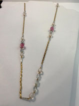 Collier vintage perles en verre transparentes