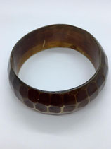Bracelet vintage en corne belle teinte marron