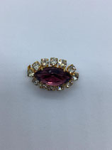Broche Vintage Fantaisie Pierre Violette et Zircon Autour