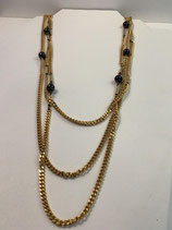 Collier sautoir vintage perles grises foncées nacrées