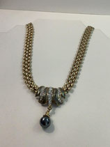 Collier ras du cou vintage perle grise nacrée
