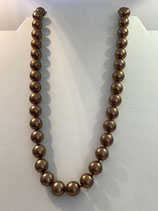Collier Vintage en Perles de Verre Marron Glacé