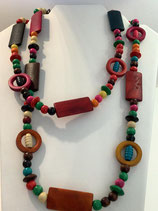 Collier en perles de bois multicolores Hippie Chic