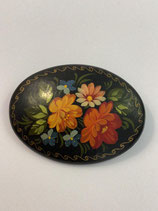 Broche vintage en bois de 5 cm.