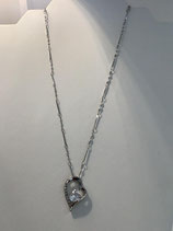 Collier pendentif fantaisie cœur strass