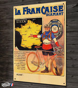 Plaque métal déco, vélo La Française Diamant, reproduction affiche vintage et cyclisme rétro