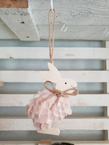 Holz Hase zum hängen rosa