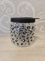 Vorratsglas klein mit leo Muster und schwarzem Deckel    Bastion Collection