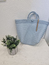 Gewebte Strand/Einkaufstasche aus recycletem Kunststoff  Blau