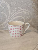 Tasse mit vielen rosa Herzen    Bastion Collection