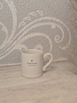 Espresso Tasse mit Henkel und Aufschrift "Espresso is my favourite"