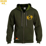 K9 Pullover mit Zipp und Kapuze, "Moos"