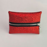 Porte-monnaie (simili) lurex rouge - zip au milieu