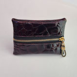 Porte-monnaie (simili) imitation tortue marron glacé - zip doré au milieu