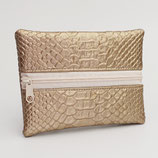 Porte-monnaie (simili) imitation dragon laiton brillant - zip au milieu
