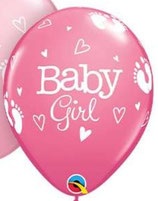 Baby Girl Footprints - Latexballon rund