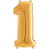 Zahl 1 Folienballon gold (66 cm)