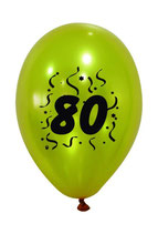 Ballons nacrés imprimés "80 ans"