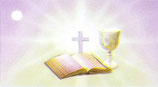 Cartes communion "calice, livre, croix"