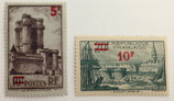 N°491/492 surchargé avec nouvelle valeur, monuments