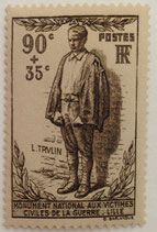 N°420 90 c. +35 c. brun-gris, Monument national aux victimes civiles de la Guerre