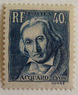 N°295  40 c. bleu gris, centenaire de la mort du tisseur Joseph-Marie Jacquard