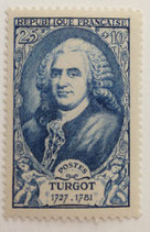 N°858 25 f. +10 f. rouge, Turgot
