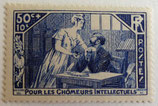 N°307  50 c. +10 c. bleu, chômeurs intellectuels