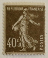 N°193 40 c. brun-olive, type semeuse fond plein