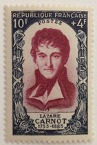 N°869 10 f. +4 f. lie-de-vin, Lazare Carnot