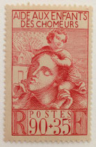N°428 90 c. +35 c. rouge-brique, Aide aux enfants des chômeurs