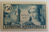 N°336 1 f. 50 bleu-vert, Exposition internationale de Paris 1937