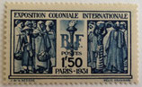 N°274  1 f. 50 centimes bleu, exposition coloniale internationale de Paris