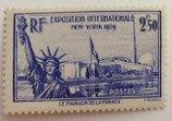 N°458 2 f. 50 outremer, Exposition Internationale de New York