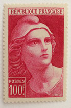 N°733 100 f. carmin, Marianne de Gandon (taille douce)