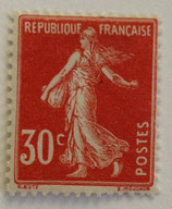 N°160 30 c. rouge, type semeuse fond plein