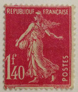 N°196 1 f. 40 rose, type semeuse fond plein