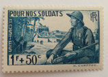 N°452 1 f. +50 c. vert-bleu, Pour nos soldats