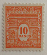 N°629 10 f. orange, Arc de Triomphe de l'Étoile