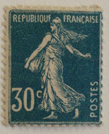 N°192 30 c. bleu, type semeuse fond plein