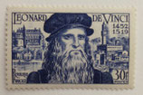 N°929 30 f. bleu-violet, Léonard de Vinci