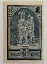 N°259  3 f. ardoise, Cathédrale de Reims