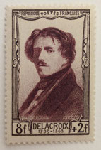 N°892 8 f. +2 f. lie-de-vin, Eugène Delacroix