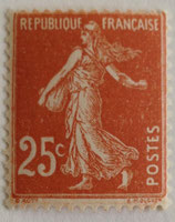 N°235 25 c. jaune brun, type semeuse fond plein