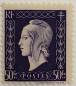 N°701 50 f. violet foncé, Marianne de Dulac