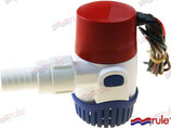 BOMBA RULE-MATIC 500 12V Bomba Rule. Medida:102 x 60 mm 4” x 23/8” Flujo velocidad: 500 GPH / 1.900 l/h  Referencia RU25S