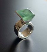 Beryllring aus 925 Silber mit Gold