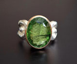 Silberring mit Ruthilperidot in 585 Goldffassung