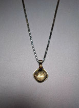 Handgearbeiteter Silberanhänger mit 585 Gelbgold und Turmalinquarz